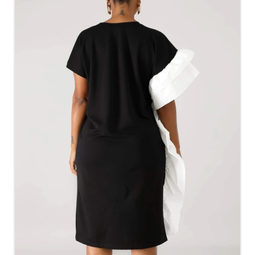 WITH A TWIST BLACK AND WHITE DRESS TUNIC OVERSIZED - Picture 4 of 5
